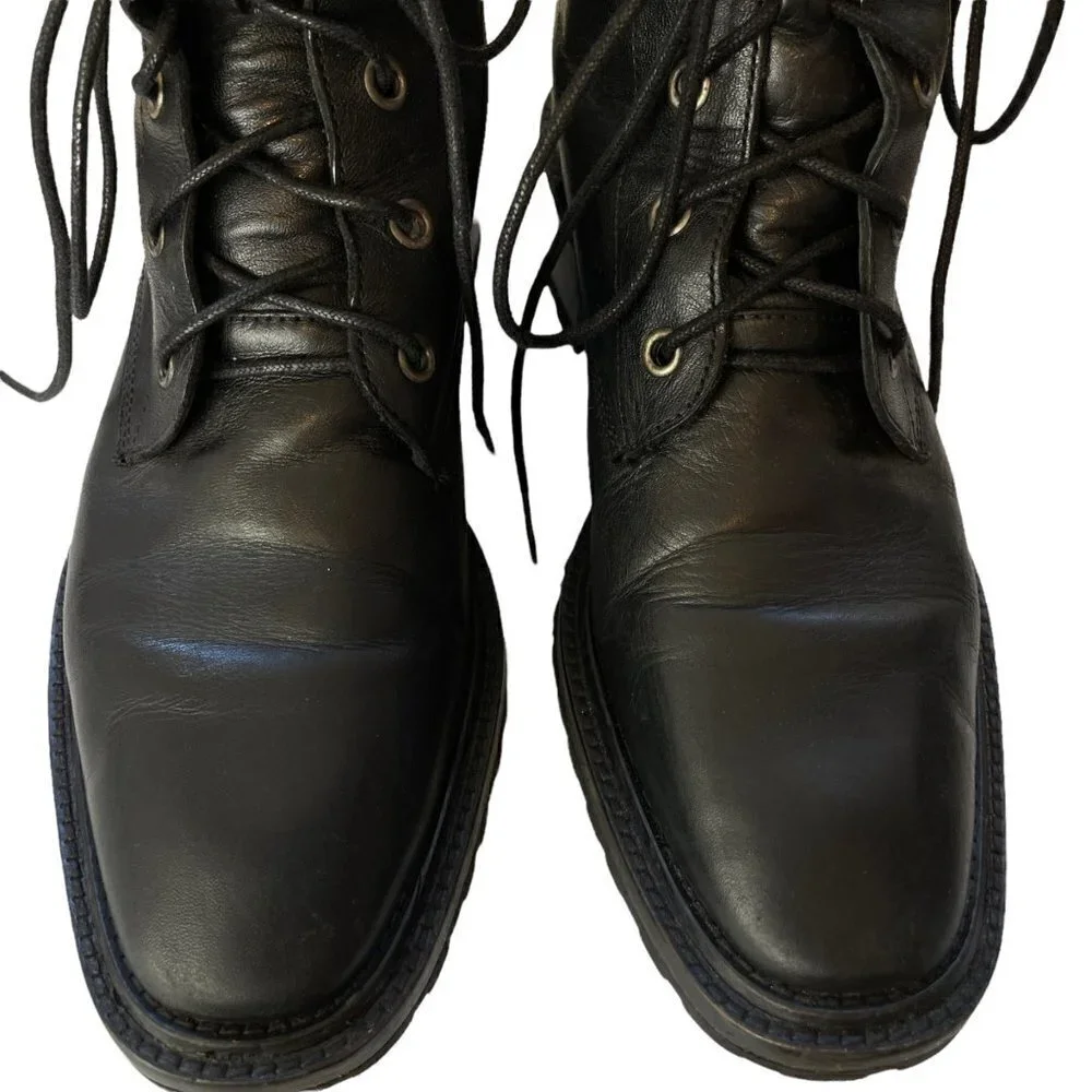 Rachel Comey Dame Kidskin Leather Lace Up Combat Boots Black Size 8.5 - Picture 4 of 12